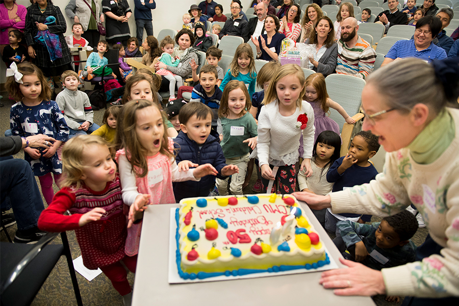 Sharon Carver and children with birthday cake