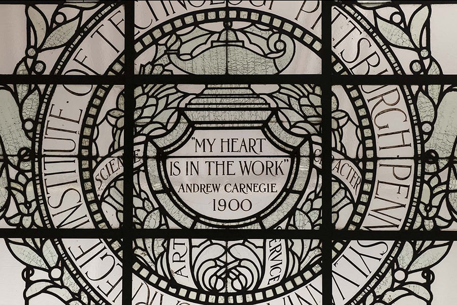 Leaded glass ceiling in Baker Hall