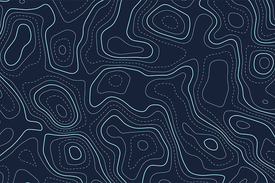 A blue topographic map