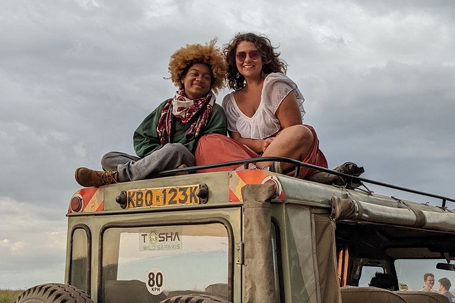 Eric Morales-Armstrong and Isabel Brum in the Masaai Mara.