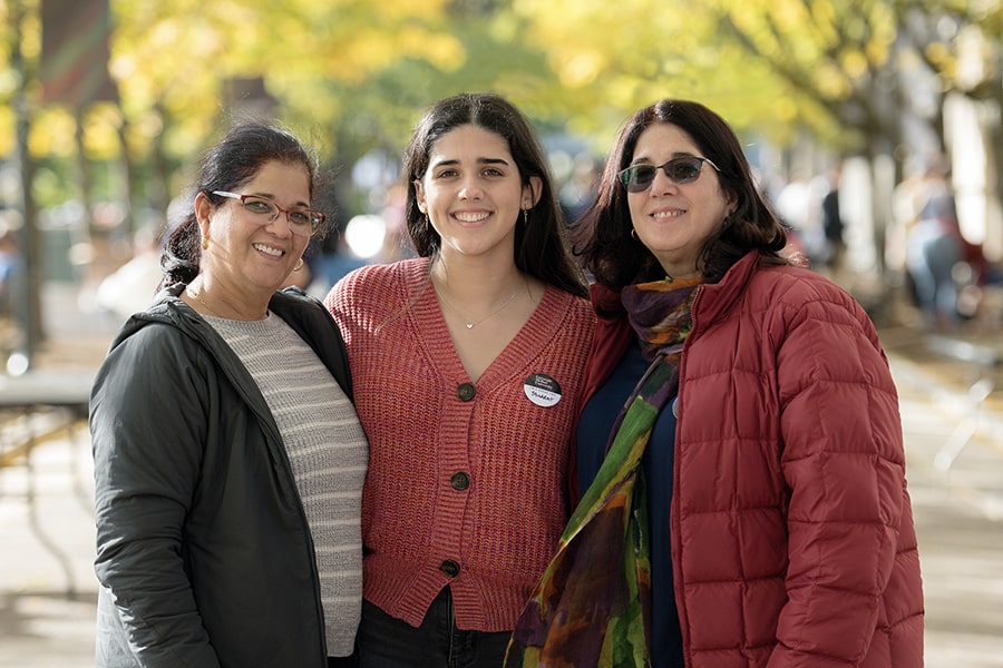 Monica Paz, center, with her mom, Dania Parra-Paz, and aunt who made the trip to Pittsburgh from Florida for Family Weekend. 