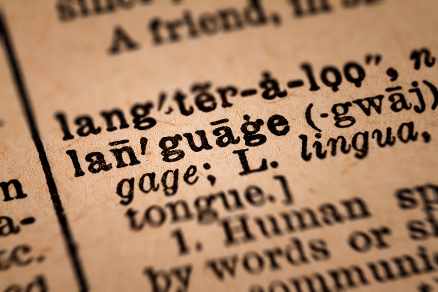 the word 'language' and its definition