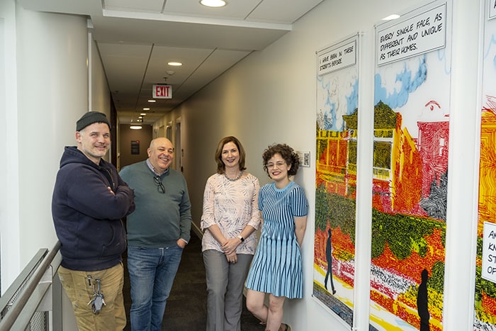 Dan, Rugh, Stephan Caspar, Anne Lambright and "A.B." Fominaya in front of "In the Footsteps of a Stranger"