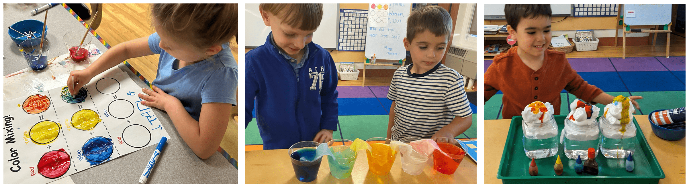 Childs learning Color Mixing