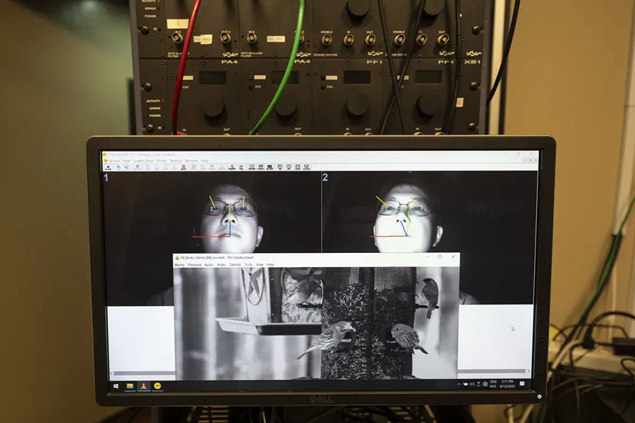 a display showing the eye tracking software in use