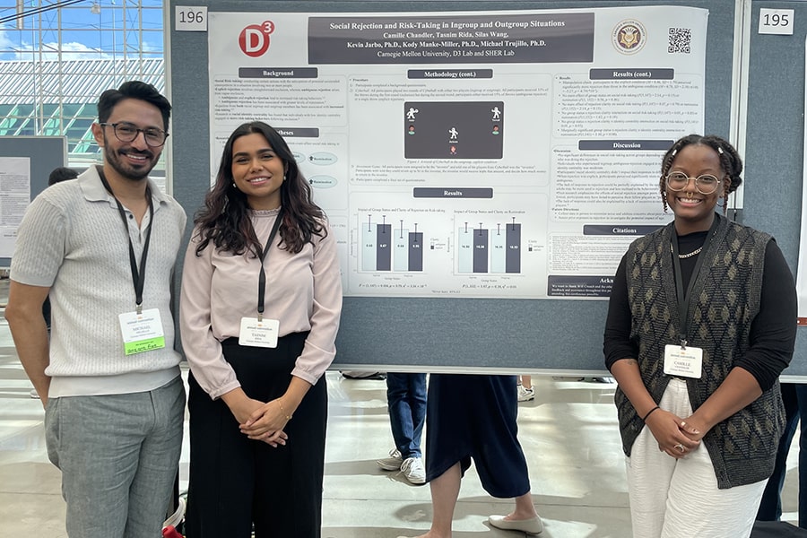 Dr. Trujillo, Camille, and Tasnim at SPSP Annual Conference 2024 in San Diego, CA
