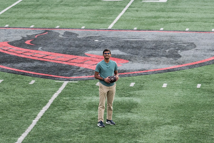 Abhishek Varadarajan on CMU's football field