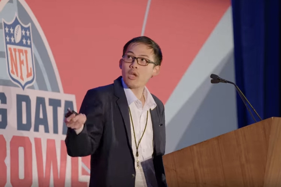 Quang Nguyen presenting at the Big Data Bowl event during the NFL Scouting Combine - Image credit: NFL Football Operations