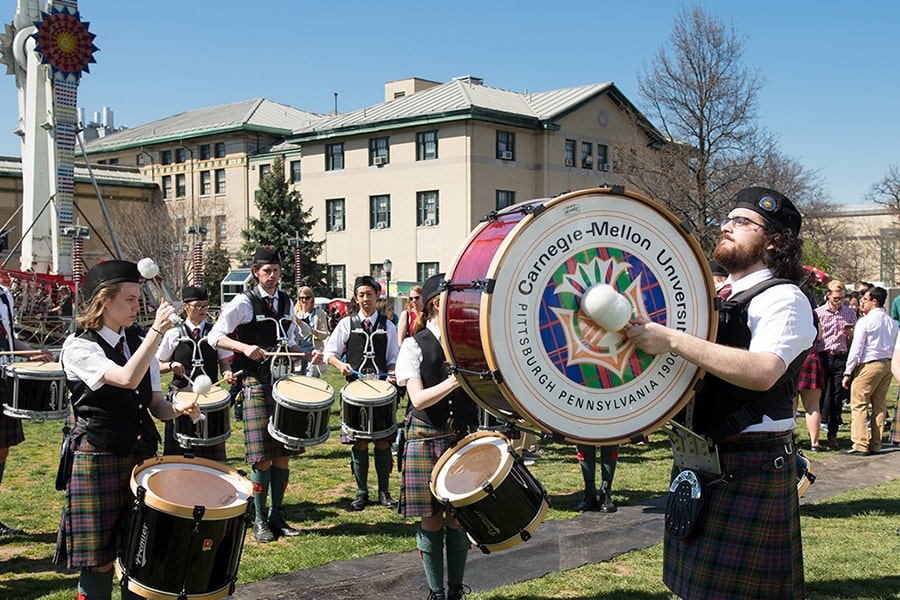 Members of the Kiltie band