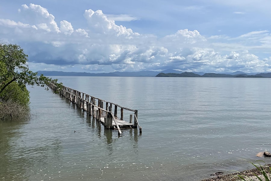 a view of a bridge over water in Costa Rica