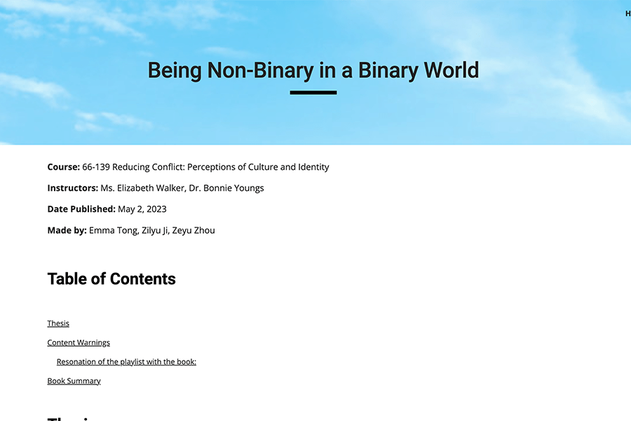 Screenshot from Being Non-Binary in a Binary World
