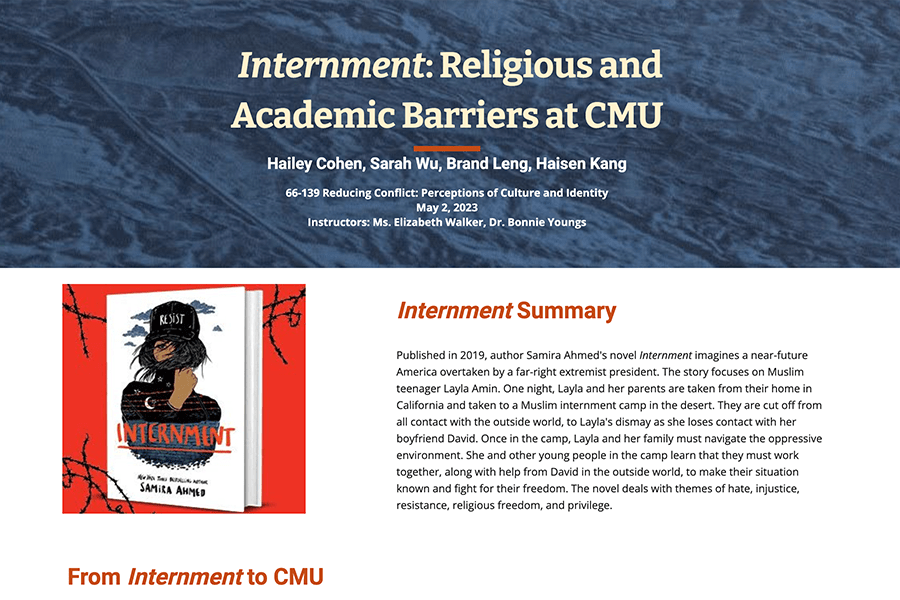 Screenshot from Internment: Religious and Academic Barriers at CMU
