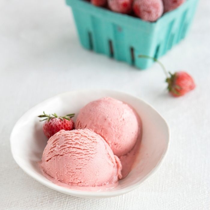 Scoop of strawberry ice cream