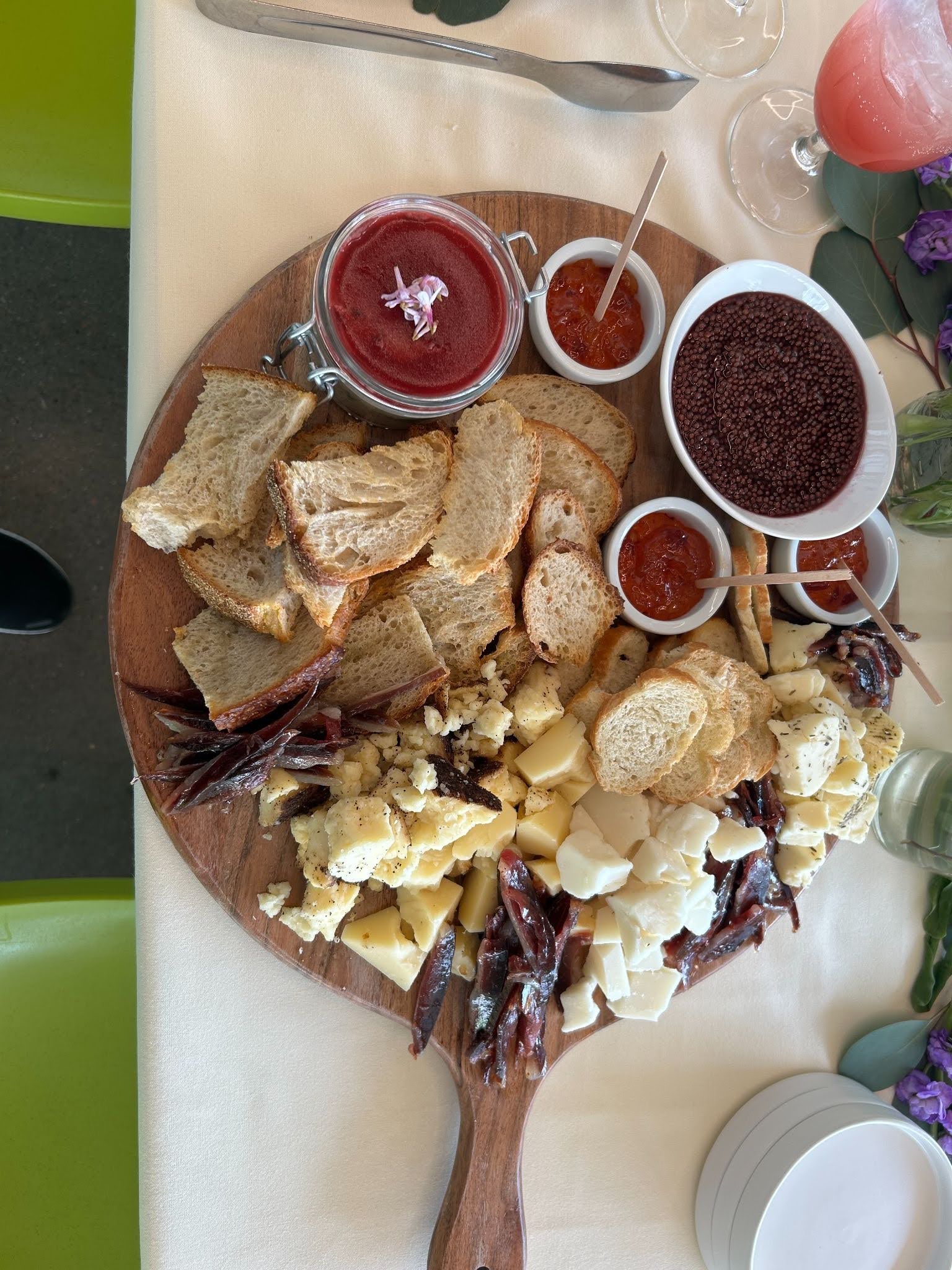 board of meat and cheeses