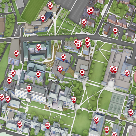 screenshot of campus map showing Rescue Station locations