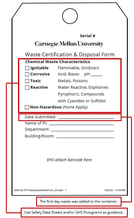 Hazardous Waste Tag Front