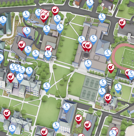 AED Locations and Emergency Communication Devices Map