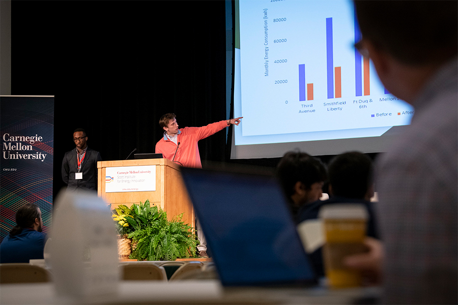 students presenting at the CMU VentureWell Energy Hackathon in 2019