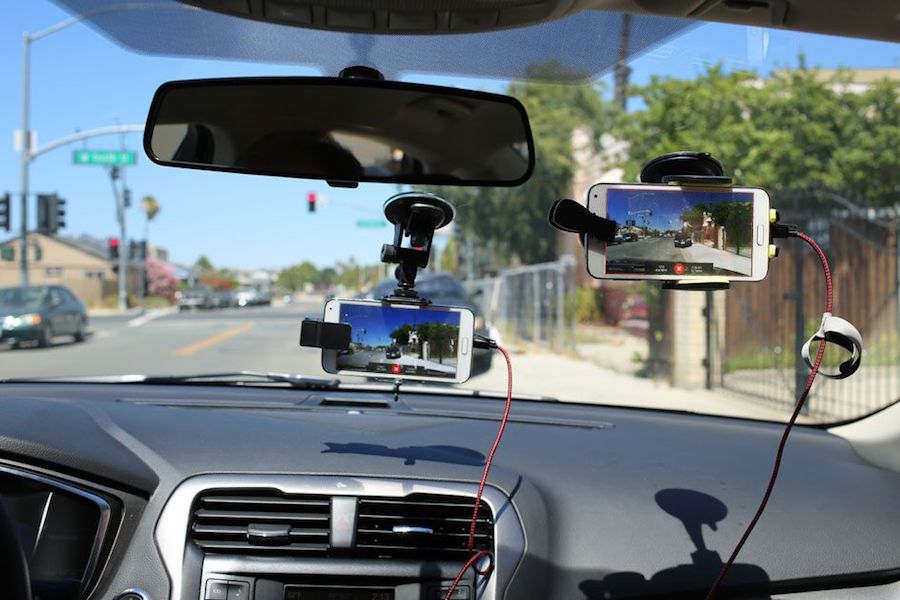 RoadBotics app monitoring roads from car windshield