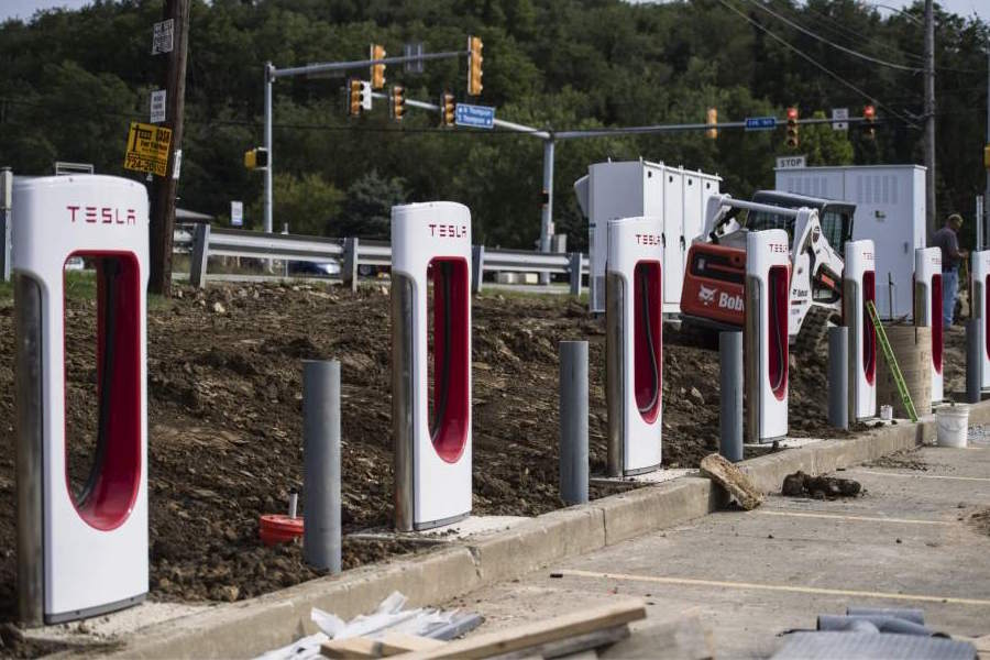Tesla Superchargers for their electric vehicles