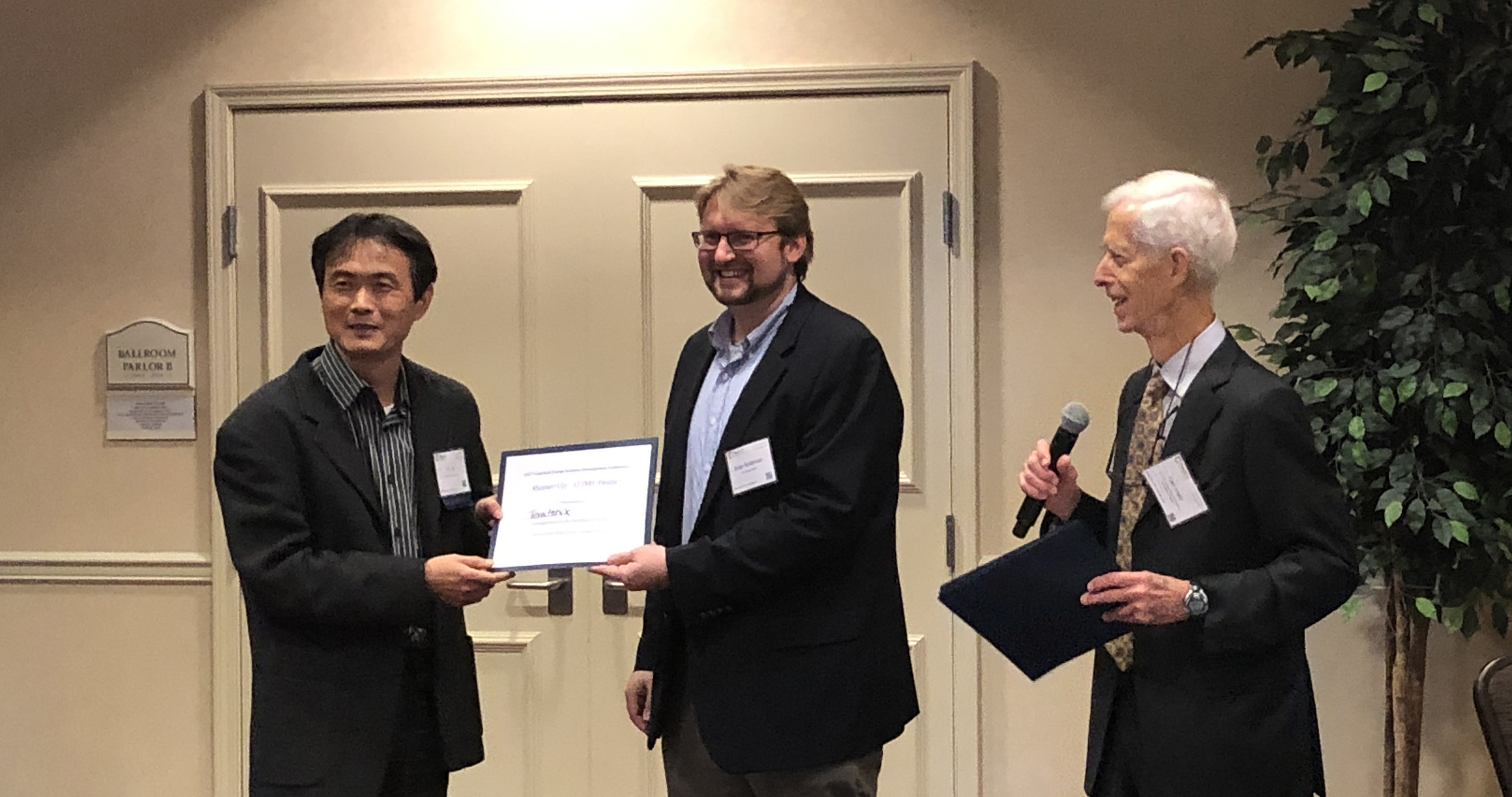 Teratonix, a maintenance-free solution that converts ambient radio waves to quickly generate electricity, placed third in the pitch competition—earning them $5,000. The company was founded by CMU Professor Yi Luo.