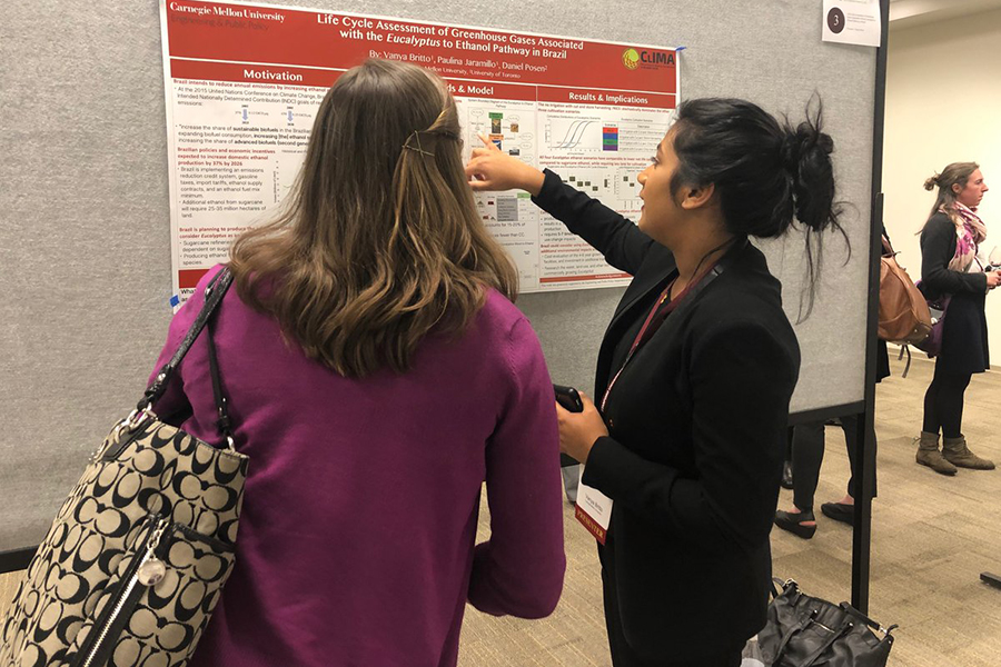 EPP doctoral student Vanya Britto showcased her research on the life cycle greenhouses gases associated with the Eucalyptus to ethanol pathway in Brazil and the cumulative air, climate and employment impacts of natural gas systems. 