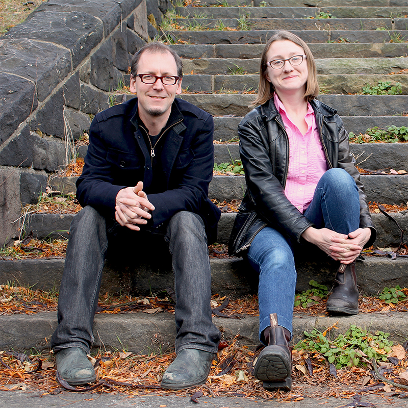 Brill and Kline together on stairs