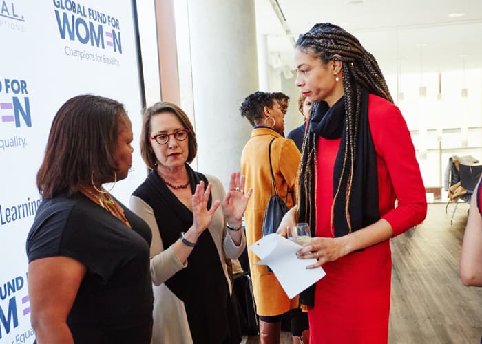 Brianna speaking to a group of women