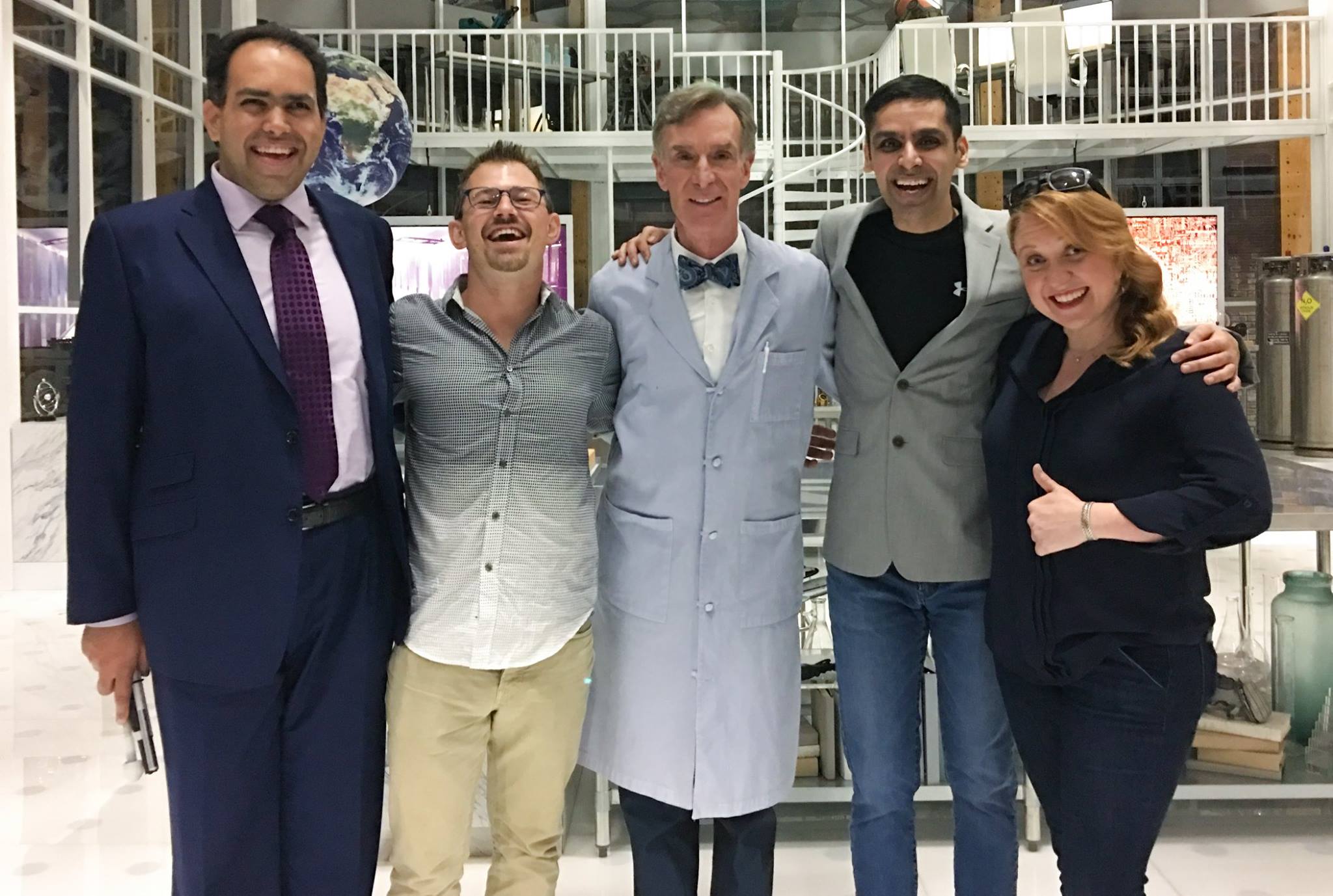 Photo of Anirudh Koul with Bill Nye and three others