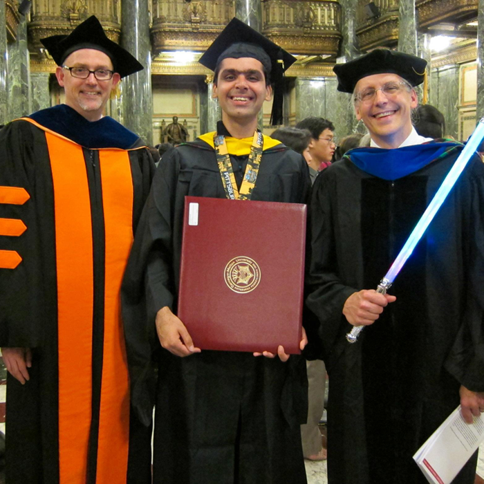 Photo of Anthony Tomasic, Anirudh Koul and Eric Nyberg