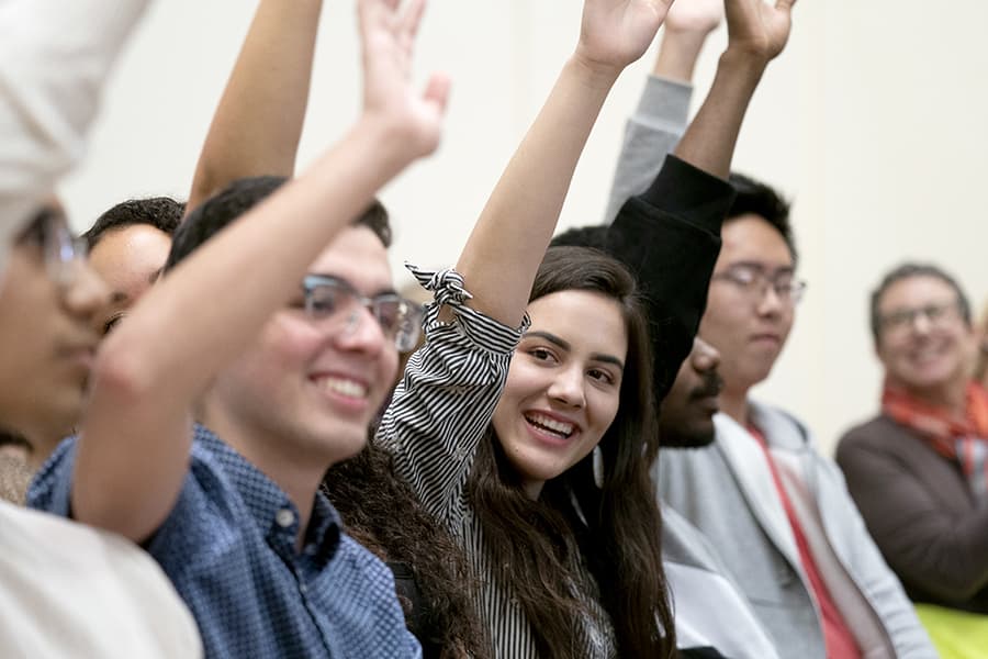 Natalie Salazar among other students in class