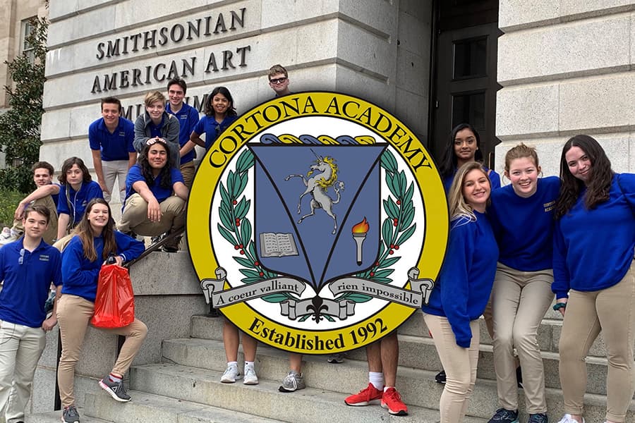 Cortona Academy students outside the Smithsonian Museum of American Art