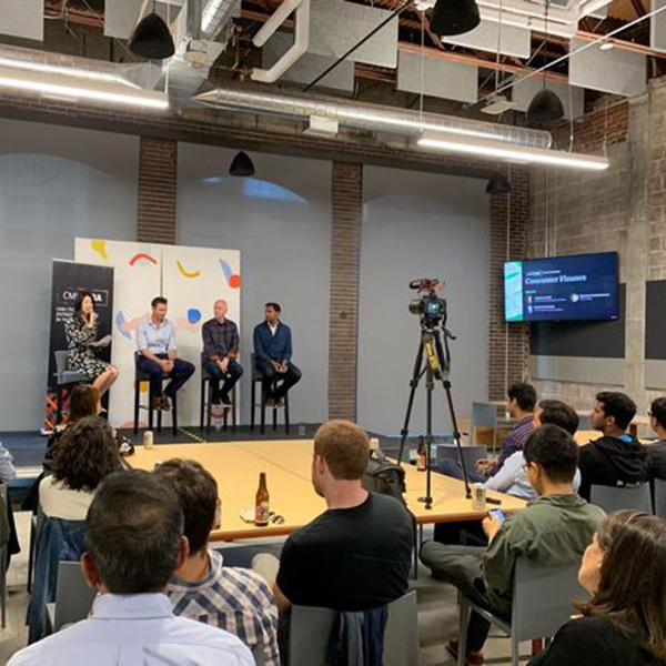 Group gathers at a Tech & Entrepreneurship event