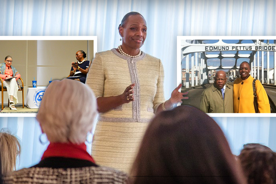 Photo of Nicole Austin-Hillery speaking in front of audience