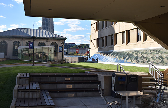 scott hall plaza seen from wean hall patio