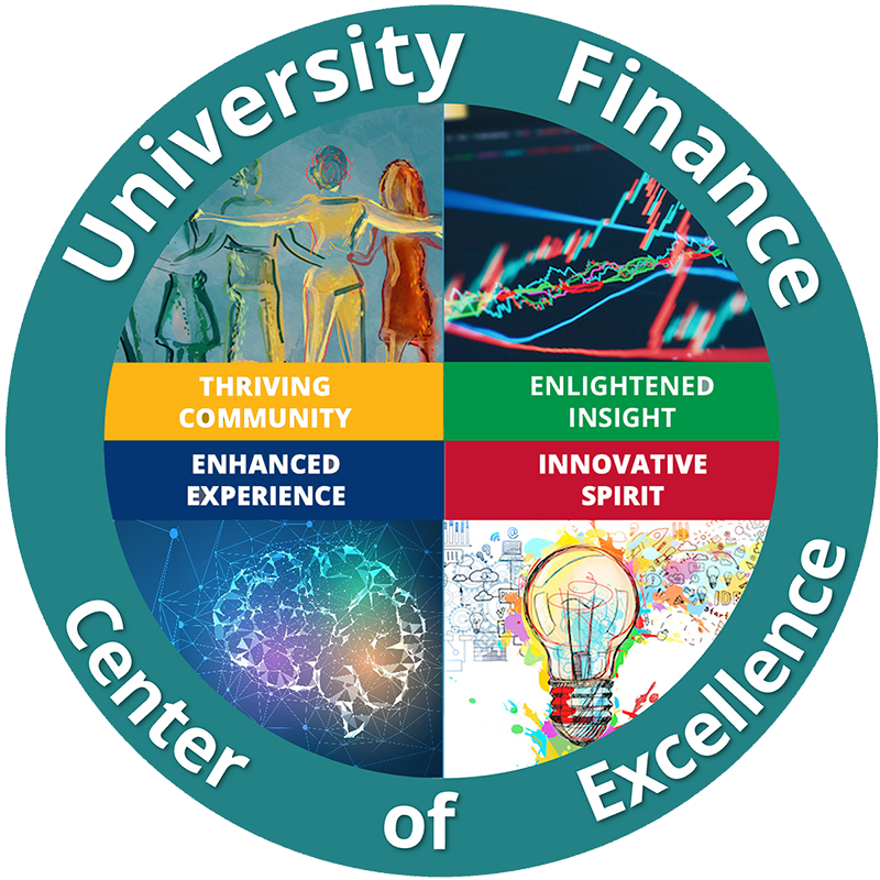 circular logo reading 'finance center of excellence'