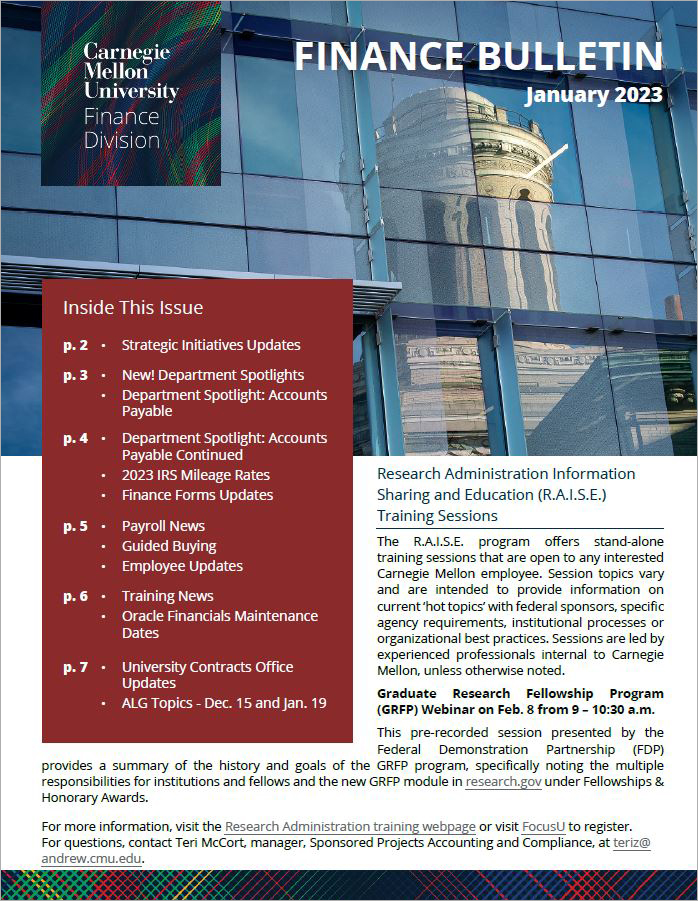 Finance Bulletin cover