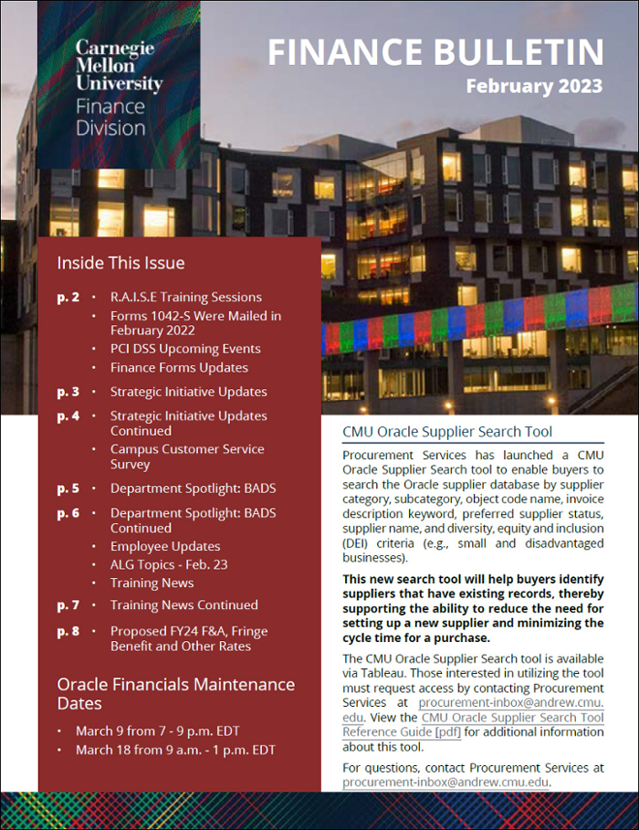 Finance Bulletin cover