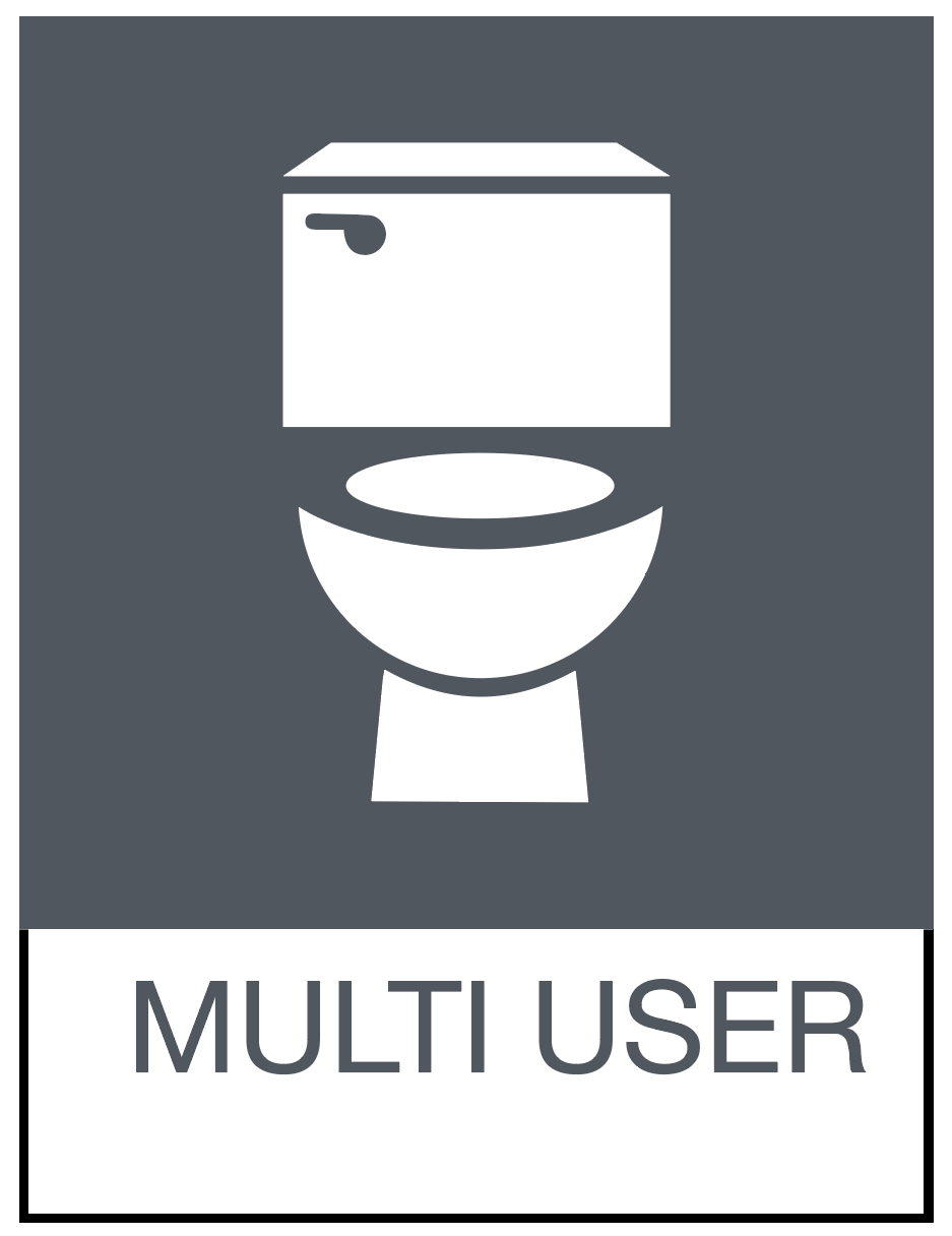 toilet icon used on signage for multi-user restrooms on campus