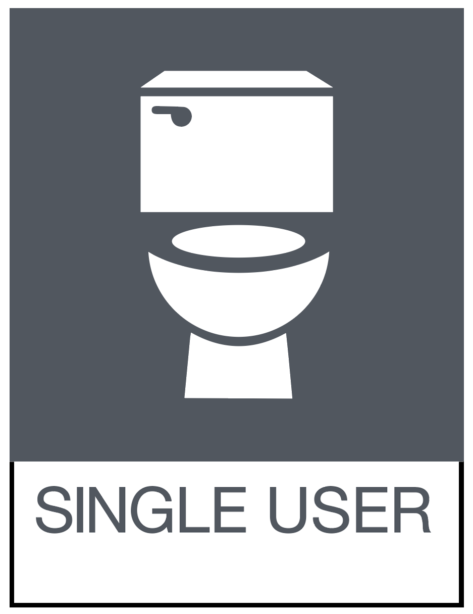 toilet icon used on signage for single-user restrooms on campus