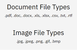 screenshot of attachment file types