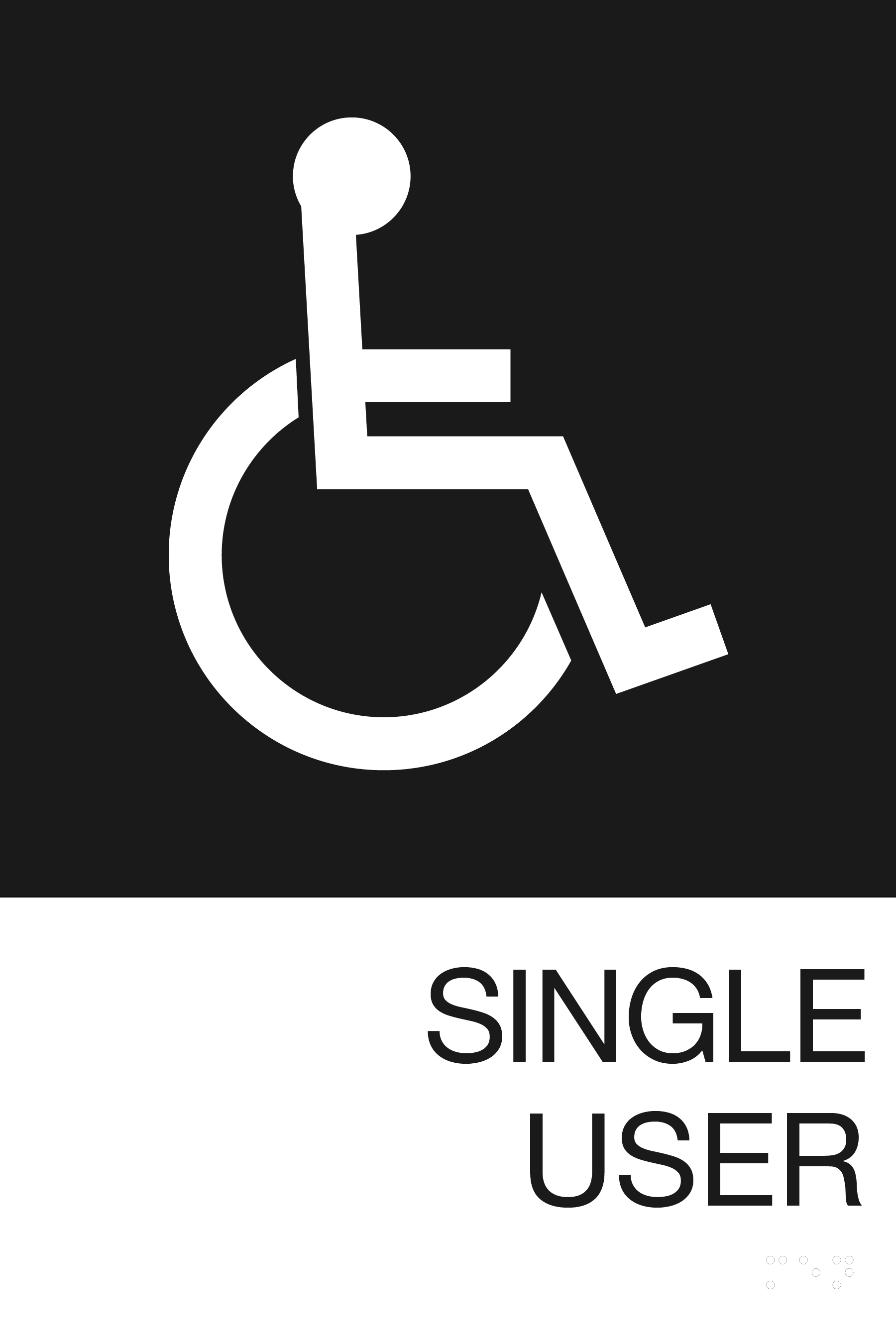 single-user bathroom sign with wheelchair