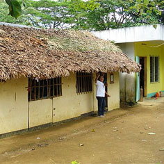 rural thatched-roof schoolhouse in The Philppines, visited by the researchers