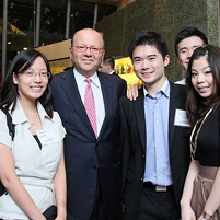 President Cohon with students