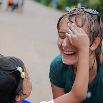 Courtney Wittekind (A'13) celebrates during a festival in Thailand.