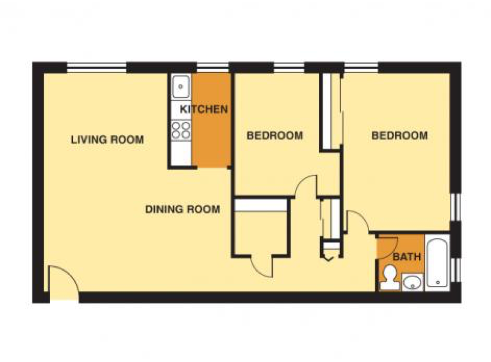Fifth Neville two bedroom floor plan