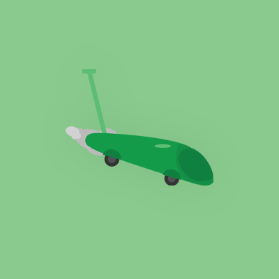 A green Buggy whizzing forward illustration