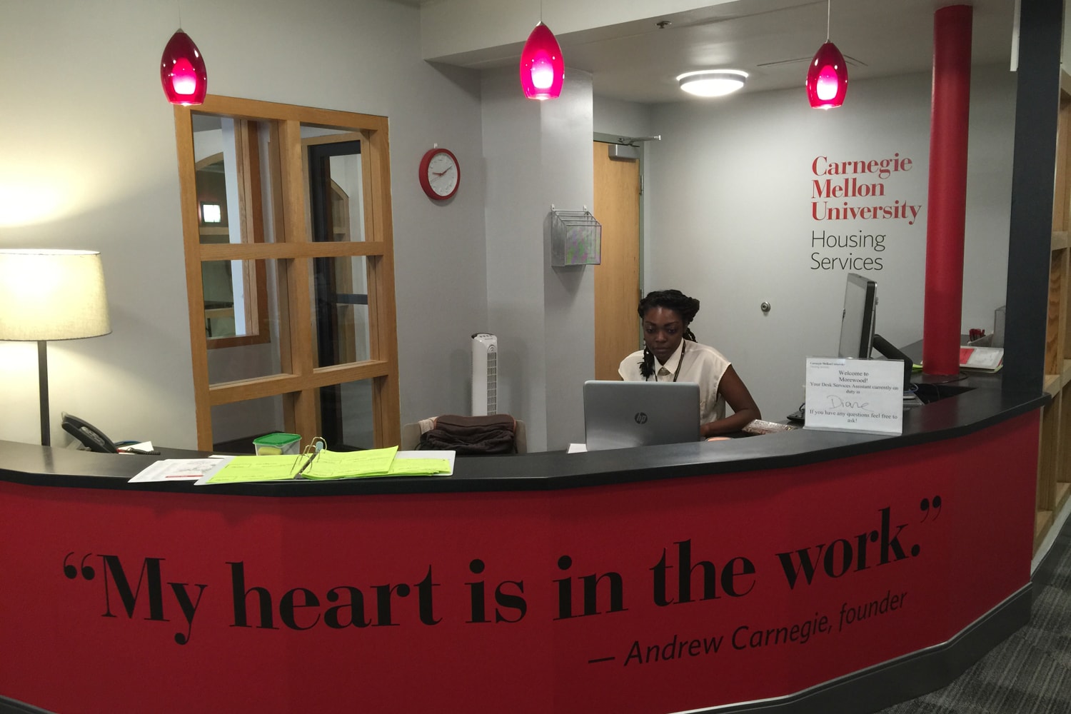 Photo of a student working at a desk in Morewood Gardens