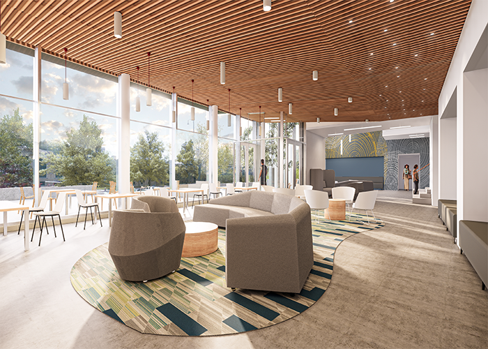 rendering of forbes and beeler entry lounge