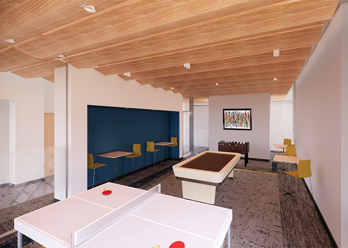 rendering of forbes and beeler game room